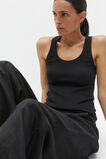 Australian Cotton Rib Tank  Black  hi-res
