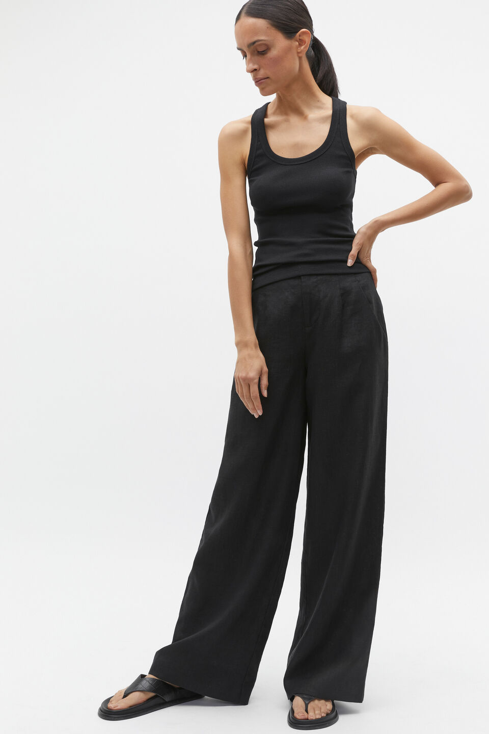 Australian Cotton Rib Tank  Black
