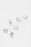 Textured Hoops Ear Pack  Silver  hi-res