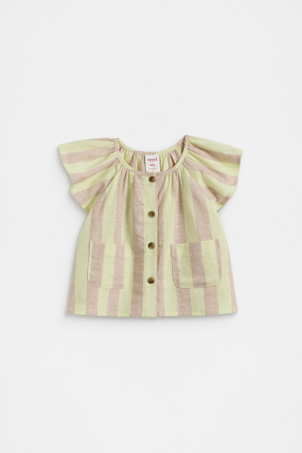 Stripe Button Top  Lemon Sherbet