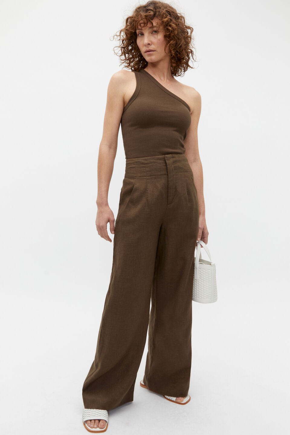 One Shoulder Tank  Dark Praline