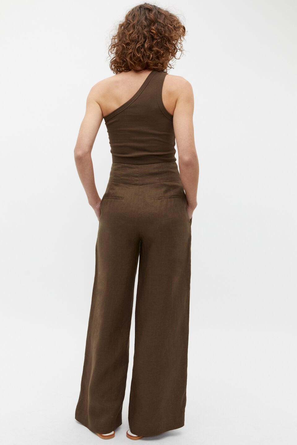 One Shoulder Tank  Dark Praline