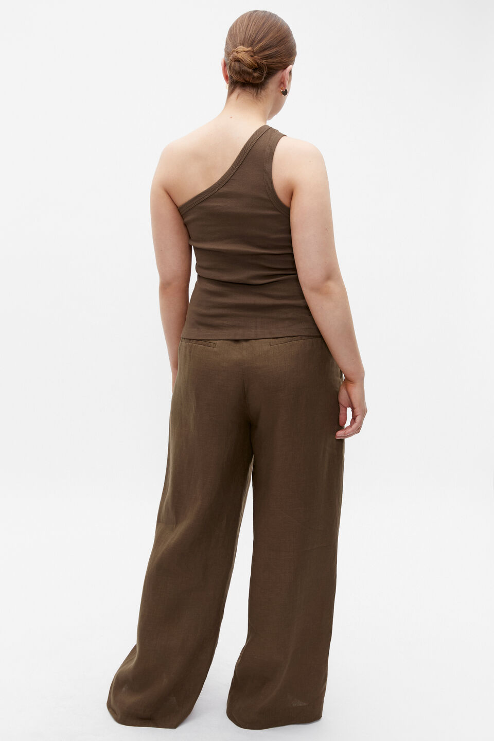 One Shoulder Tank  Dark Praline