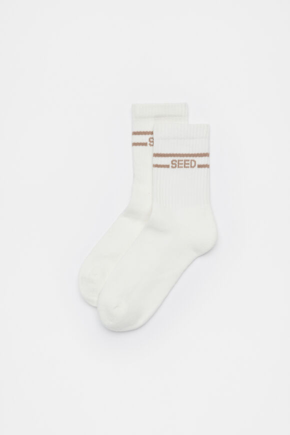 Stripe Logo 1/4 Crew Sock  Cream Cookie  hi-res