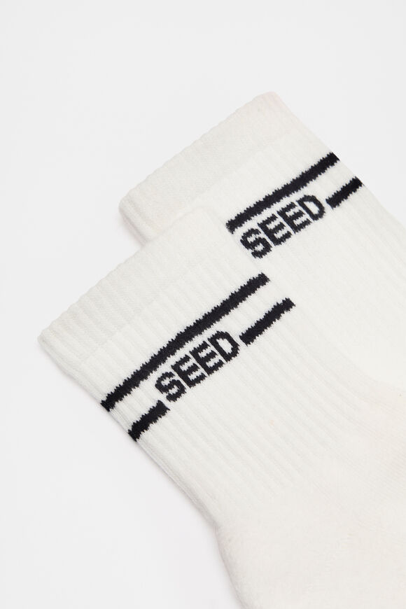 Stripe Logo 1/4 Crew Sock  Cream Navy  hi-res