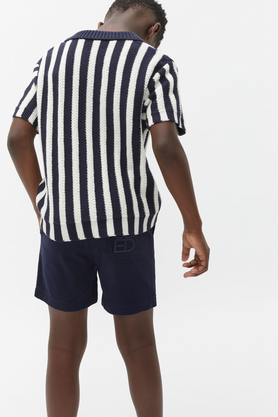 Knit Stripe Polo  Midnight Blue