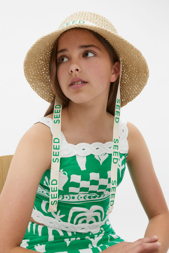 Paper Straw Seed Logo Hat  Natural  hi-res