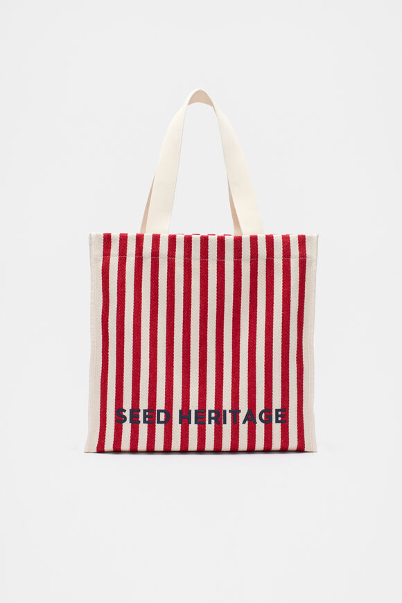 Stripe Tote Bag  Strawberry Red  hi-res
