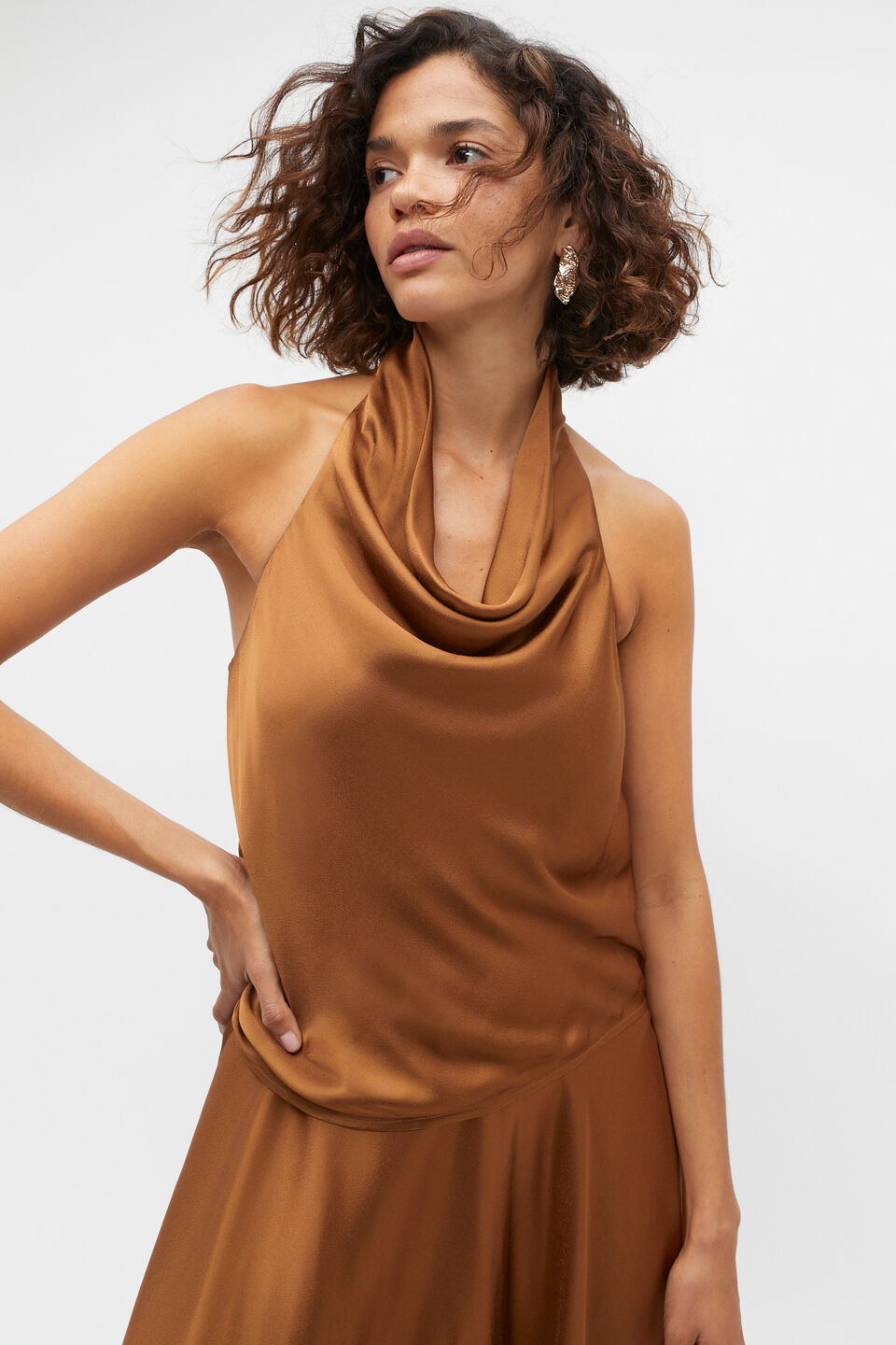Satin Halter Top  Cinnamon Spice