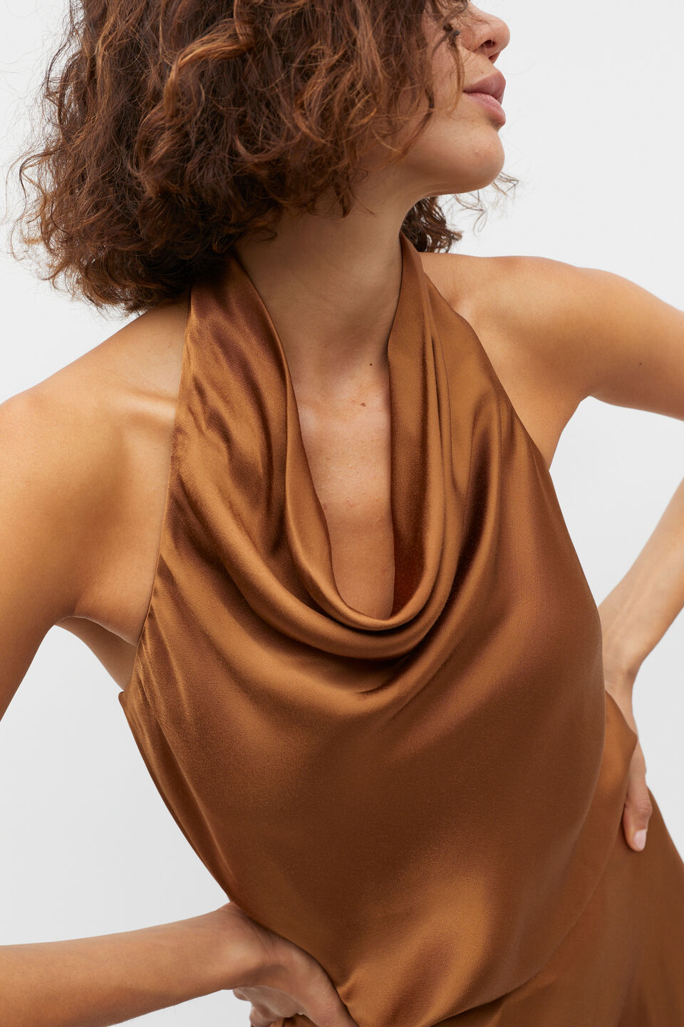 Satin Halter Top  Cinnamon Spice