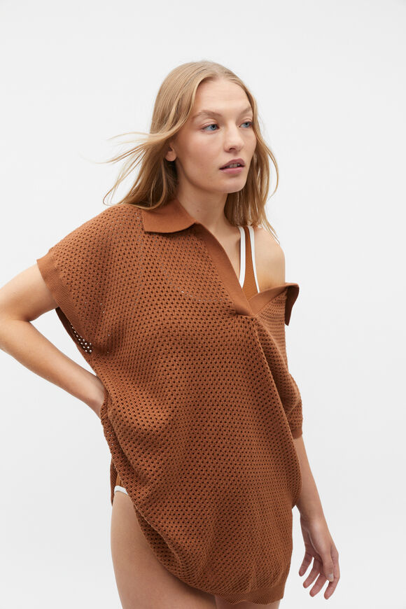 Crochet Knit Poncho  Cinnamon Spice  hi-res