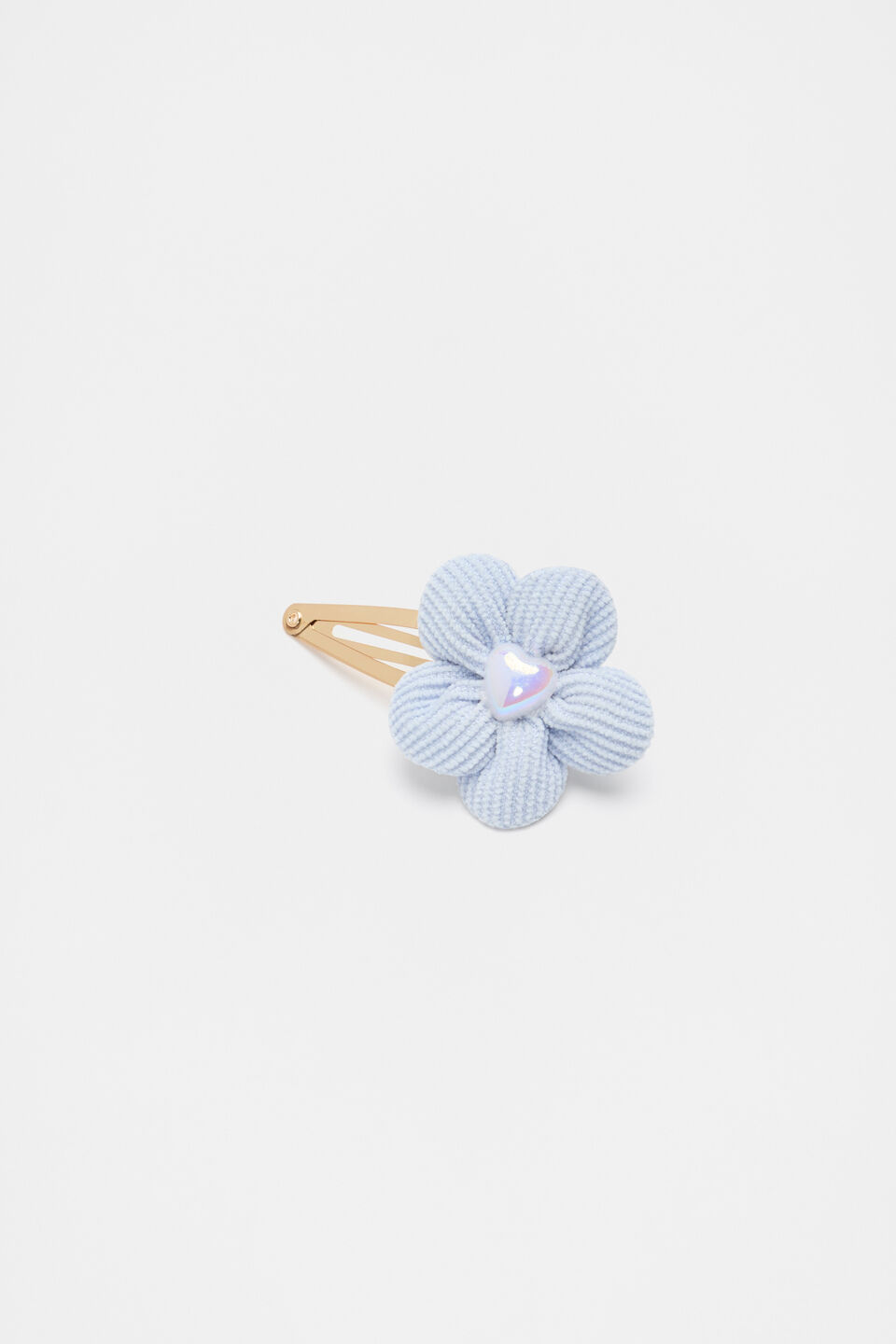 Cord Flower Heart Pearl Snap  Soft Blue