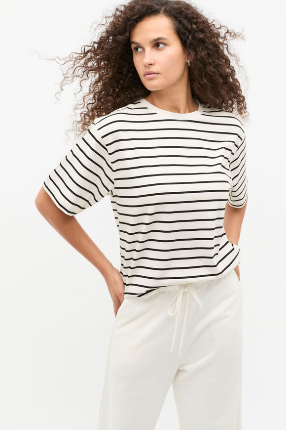 Heritage Embroidered Tee  Cloud Cream Stripe  hi-res