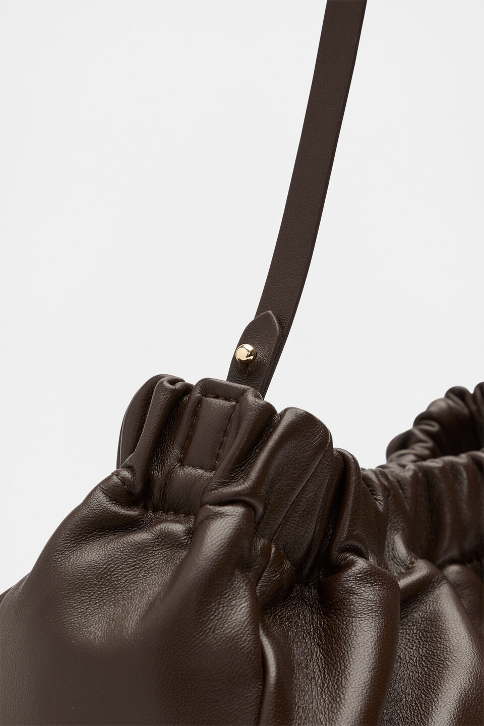Leather Rouched Clutch  Dark Espresso