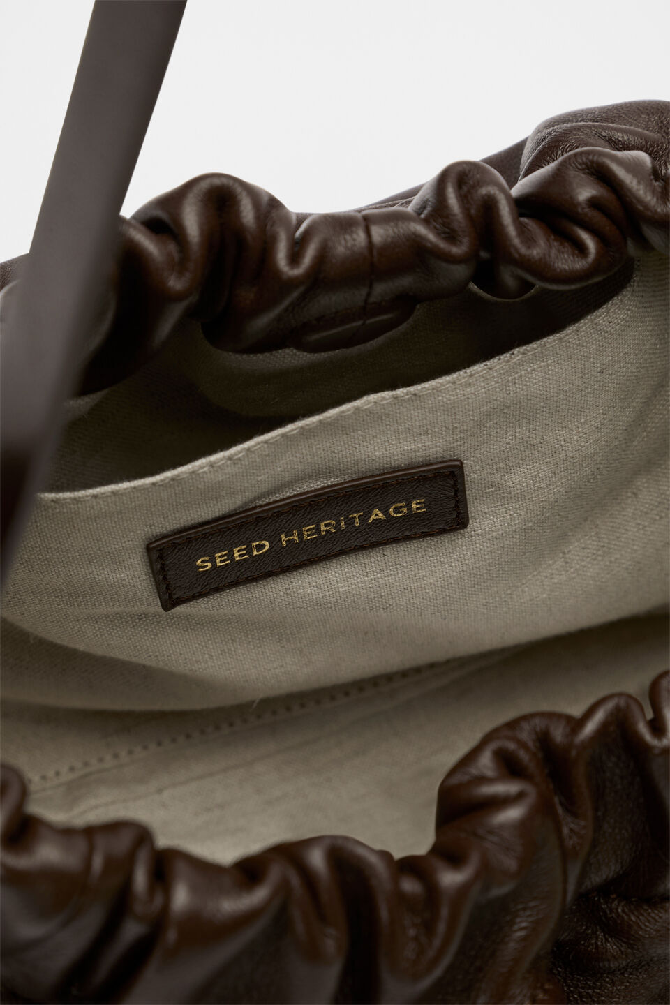 Leather Rouched Clutch  Dark Espresso