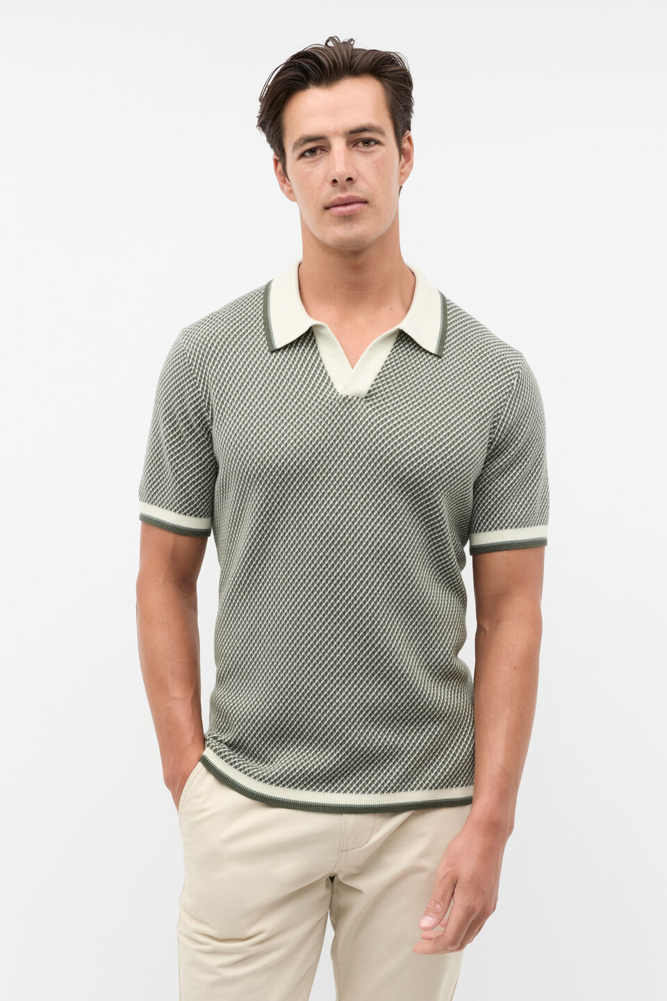 Geo Trophy Polo  Dark Khaki Multi