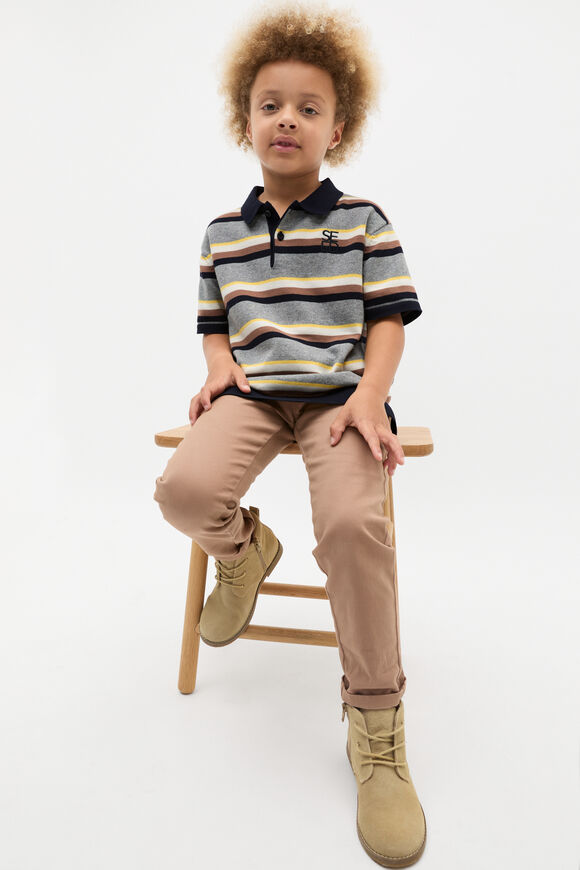 Stripe Knit Polo  Storm Marle  hi-res