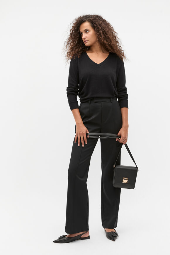 Supersoft Waffle V Neck Top  Black  hi-res