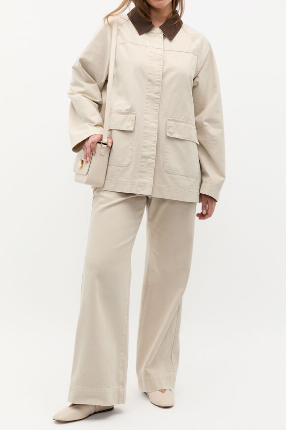 Contrast Collar Jacket  Oat  hi-res