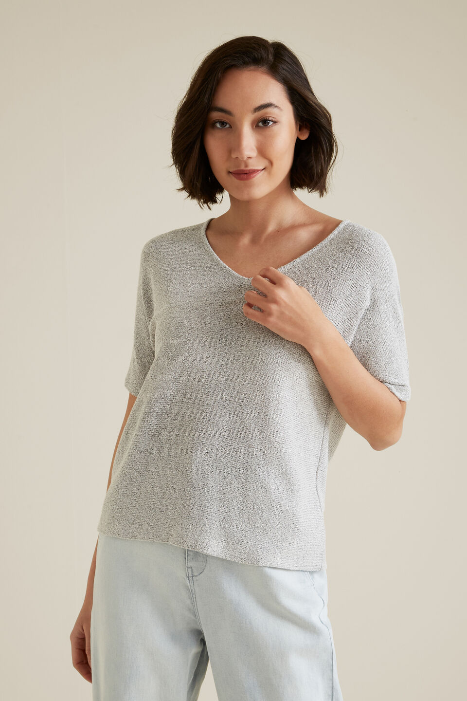 V Neck Textured Top  