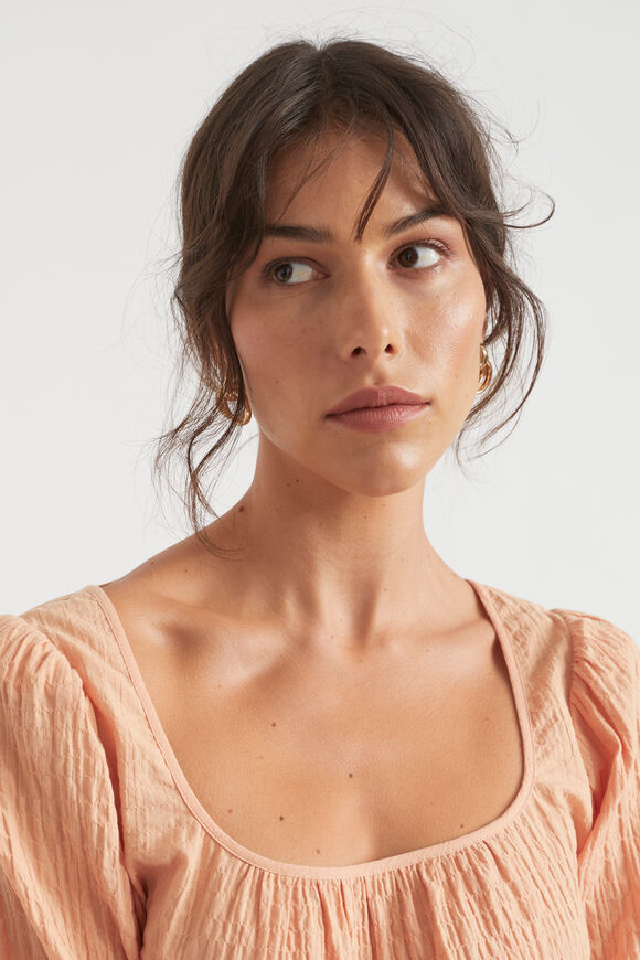 Seersucker Crop Top  Peach Bloom  hi-res