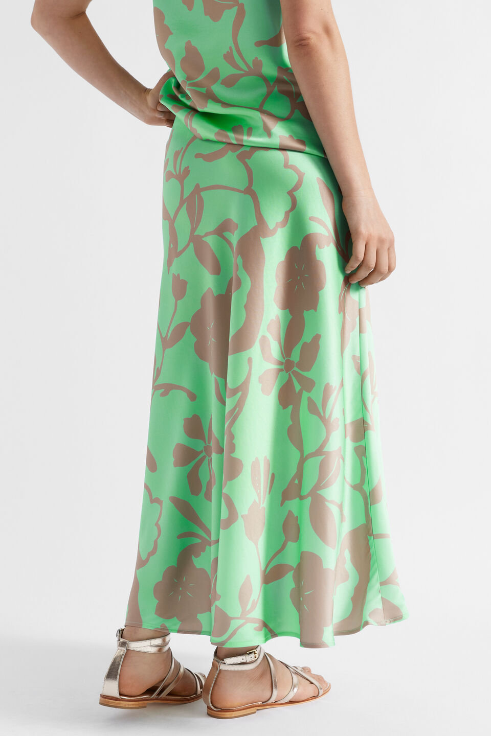 Satin Floral Skirt  Key Lime Floral