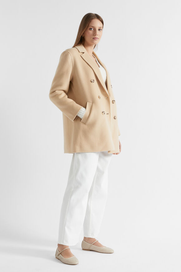 Wool Pea Coat  Champagne Beige  hi-res