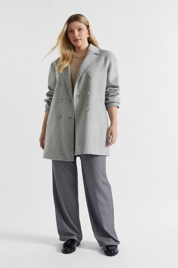 Wool Pea Coat  Silver Marle  hi-res
