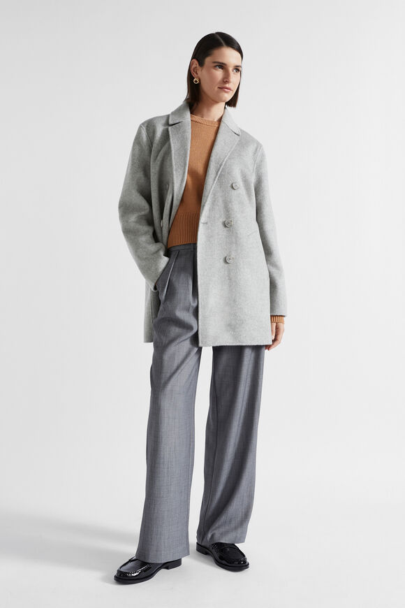 Wool Pea Coat  Silver Marle  hi-res