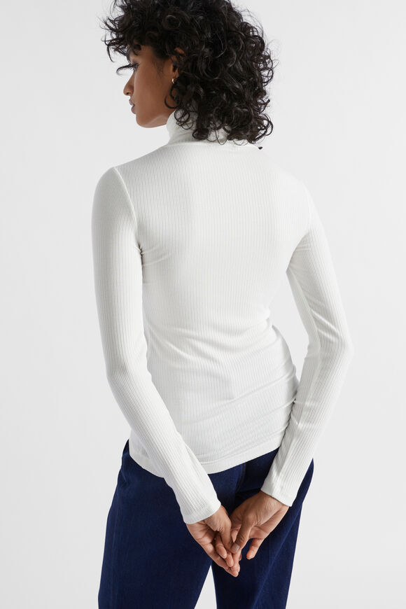 Core Rib Roll Neck Top  Cloud Cream  hi-res