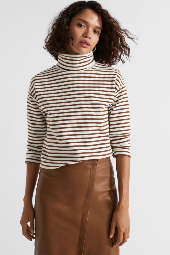 Rib Roll Neck Sweat  Spice Stripe  hi-res