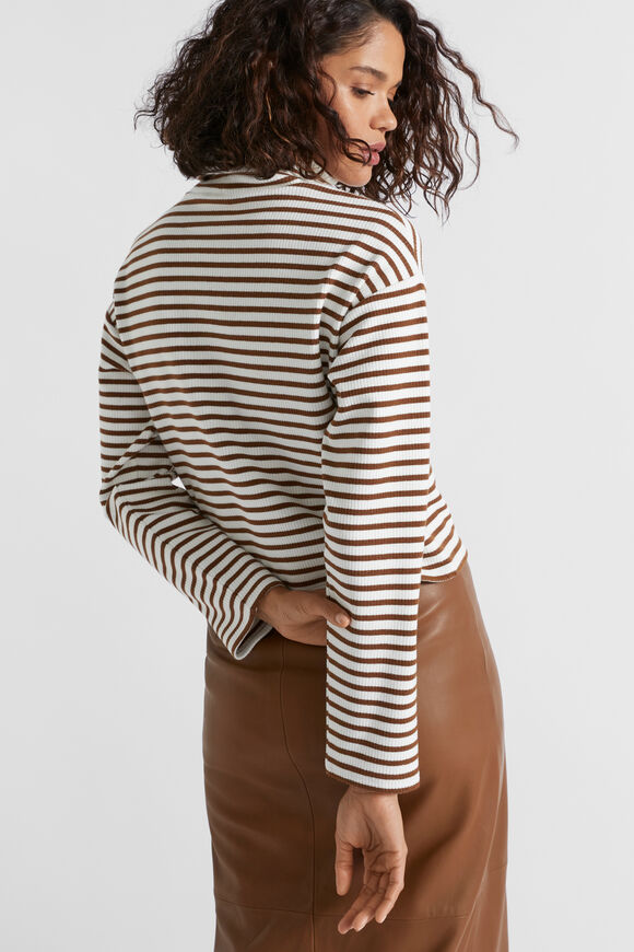 Rib Roll Neck Sweat  Spice Stripe  hi-res