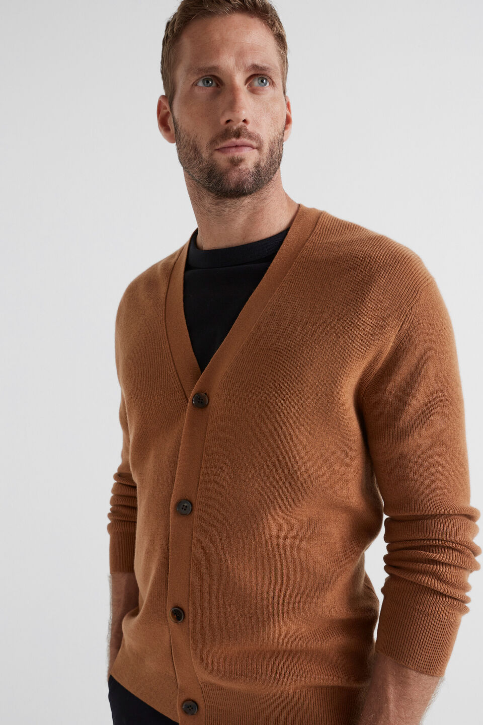 Merino Wool Cardigan  Nutmeg