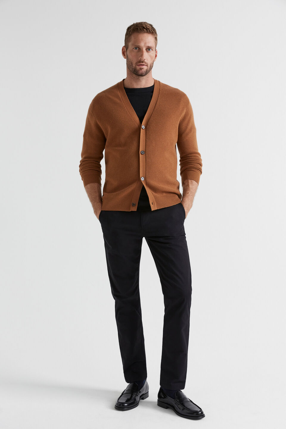 Merino Wool Cardigan  Nutmeg