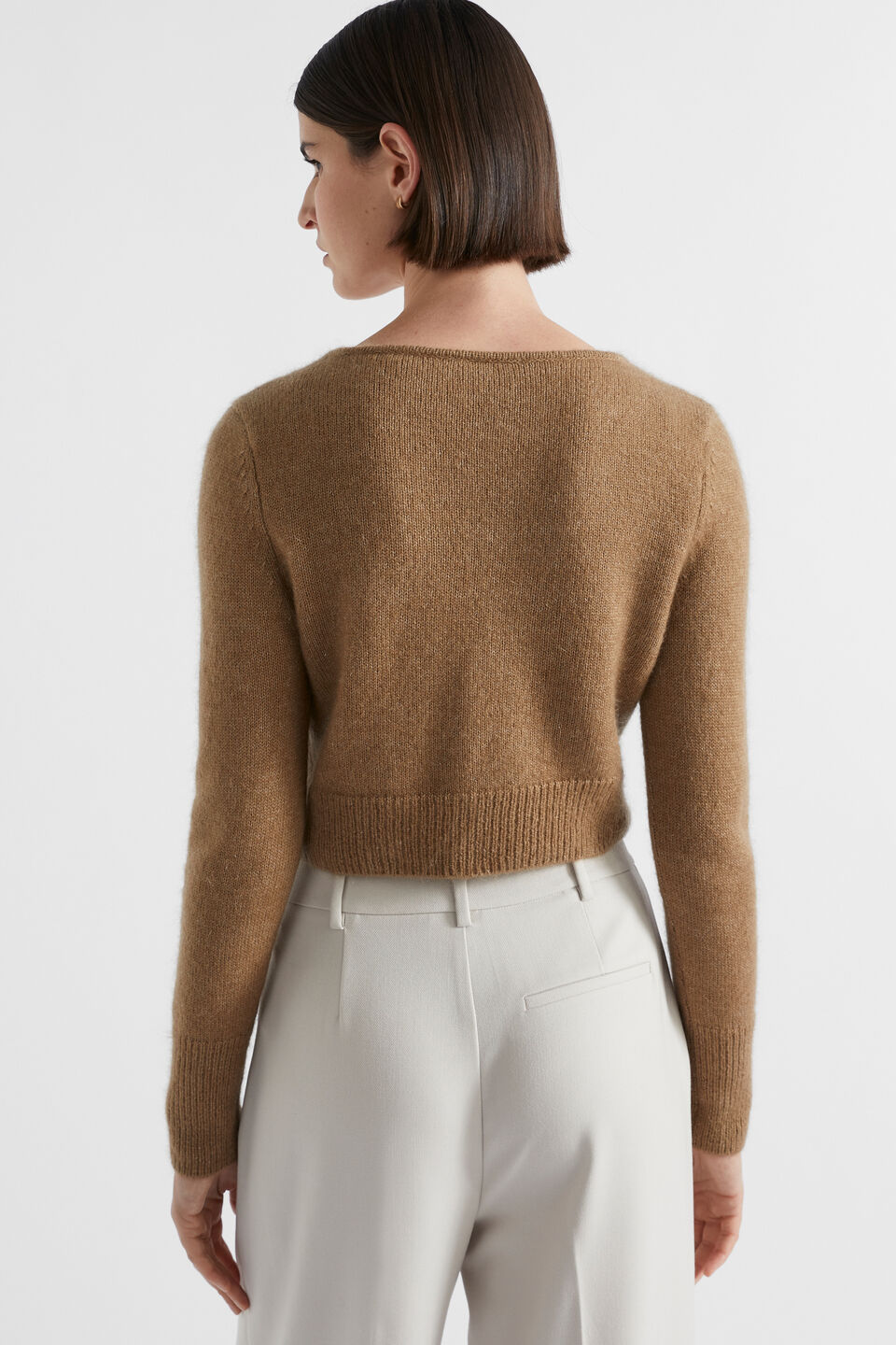Fitted Crop Cardigan  Deep Chai Marle