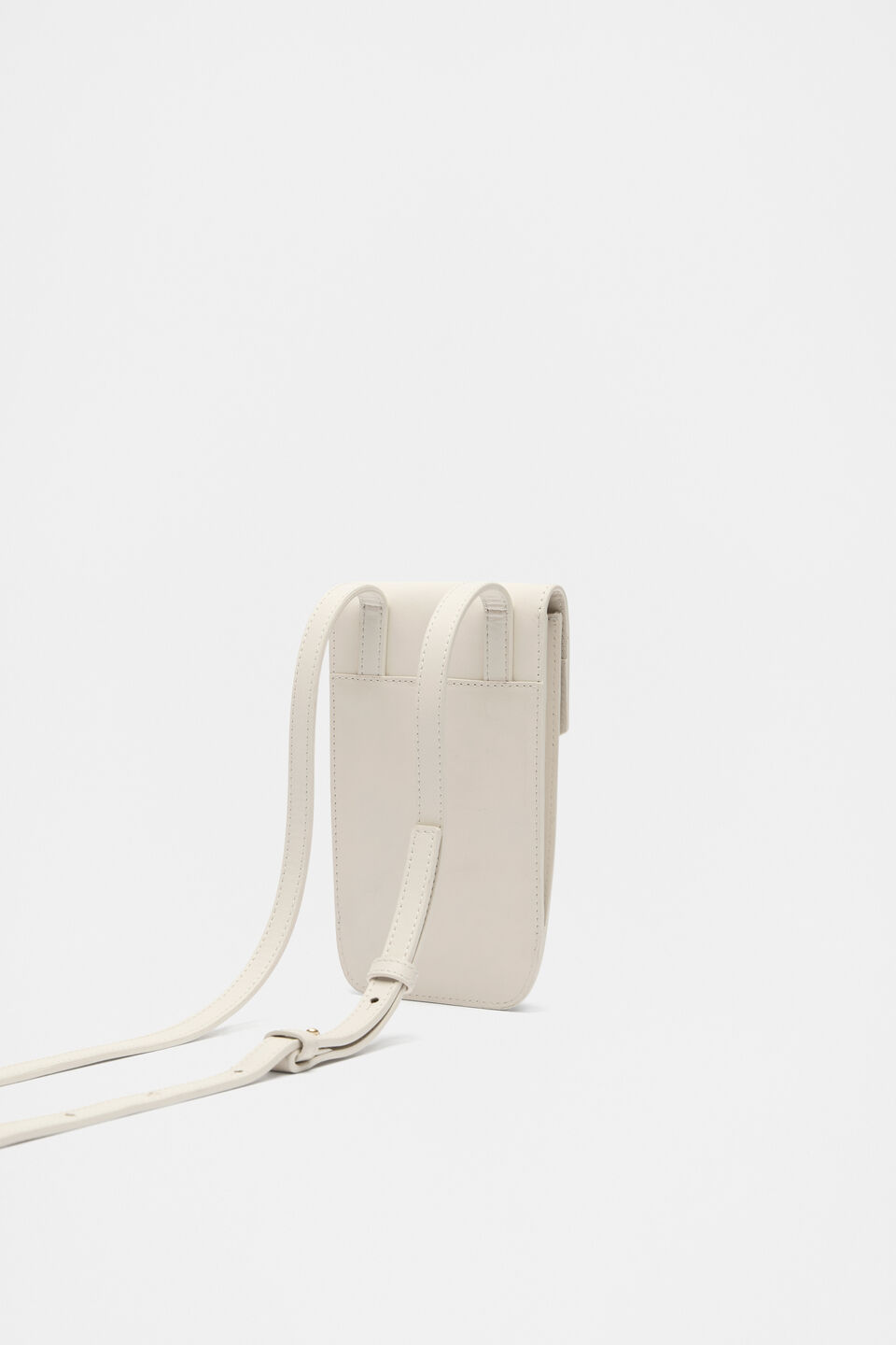 Leather Crossbody Phone Bag  Cream