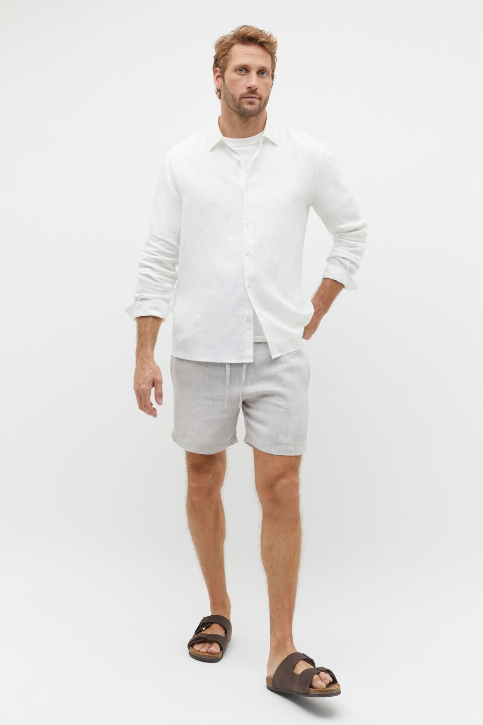 Linen Short  Chalk Crossdye