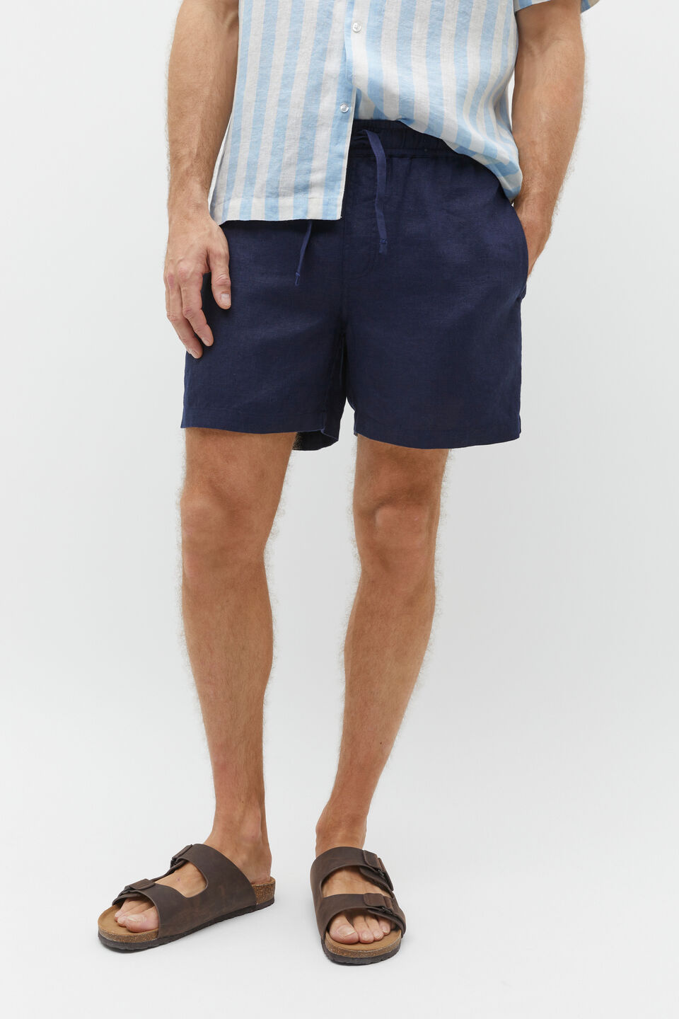 Linen Short  Midnight Blue