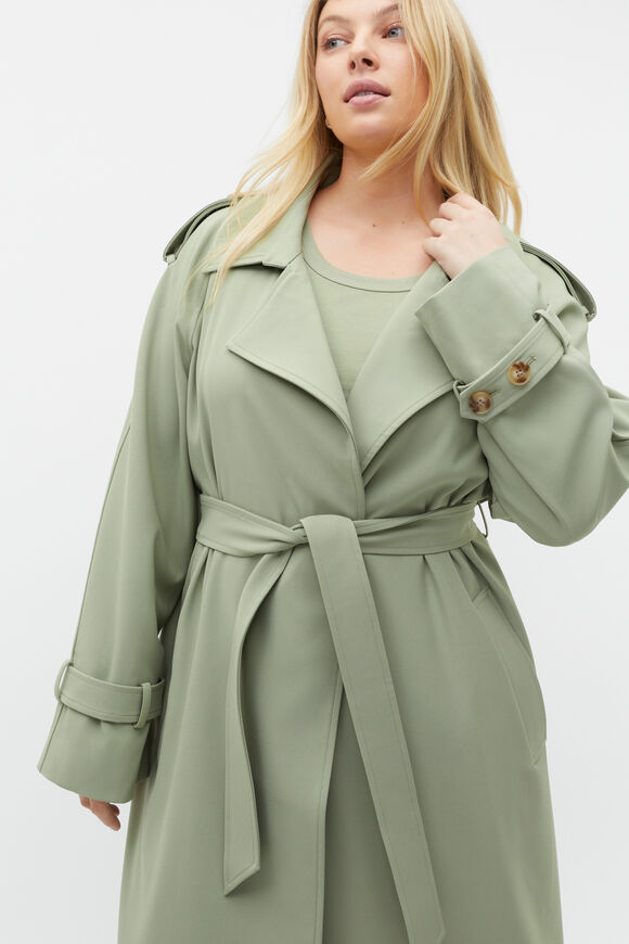 Soft Suiting Trench  Pale Olive  hi-res
