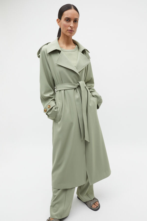 Soft Suiting Trench  Pale Olive  hi-res