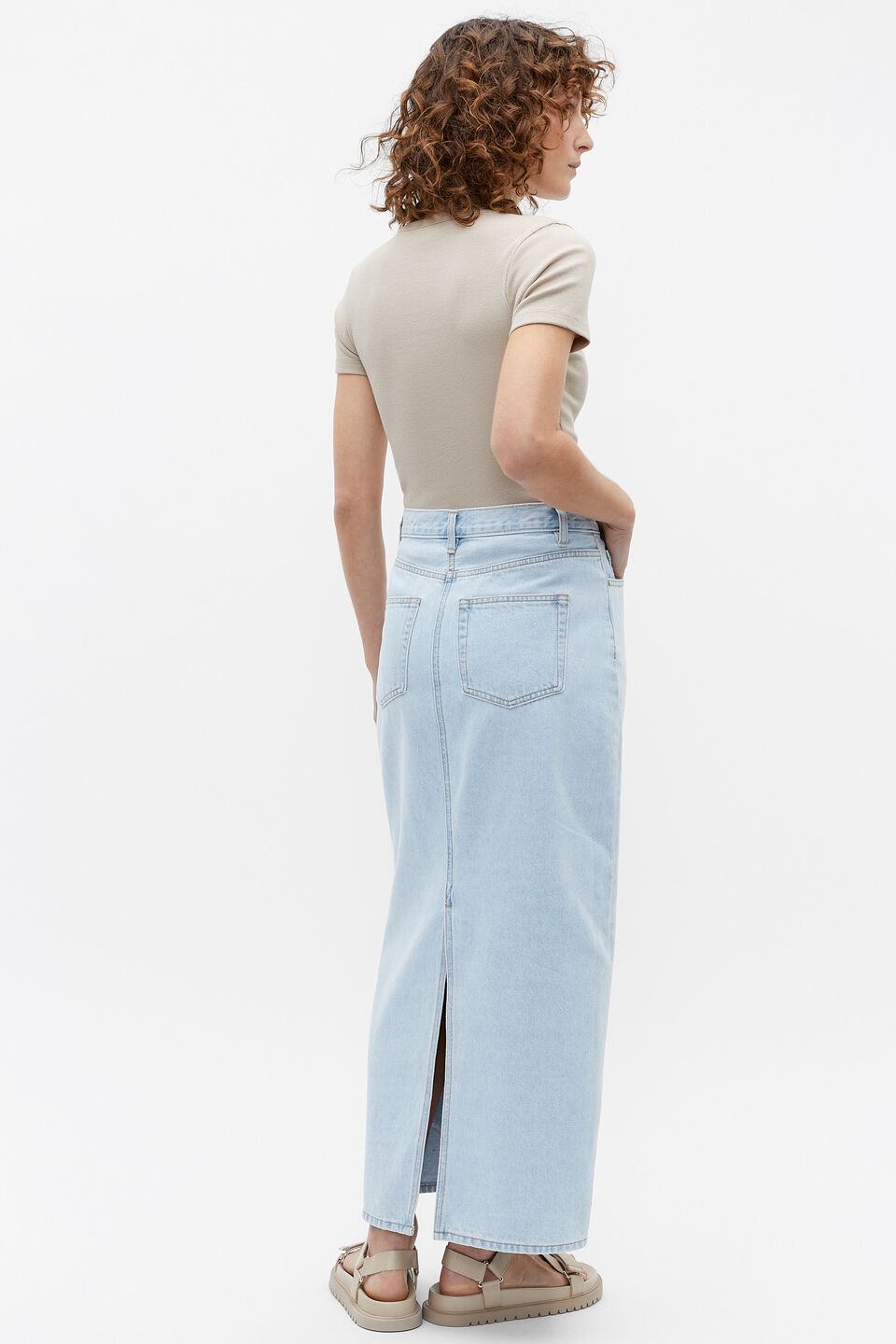 Denim Column Skirt  Glacier Denim