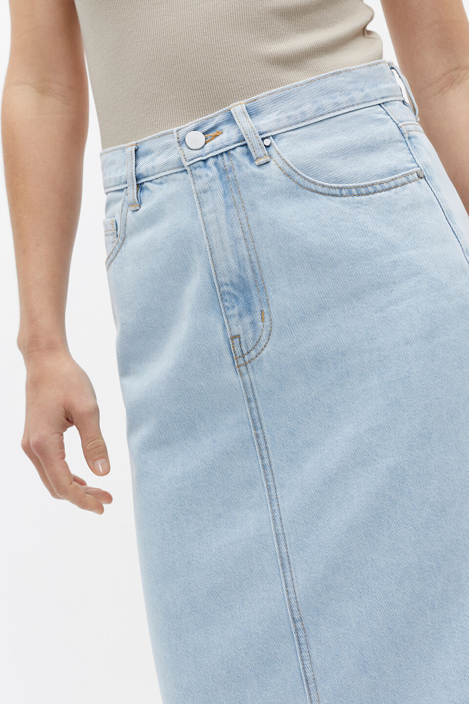 Denim Column Skirt  Glacier Denim