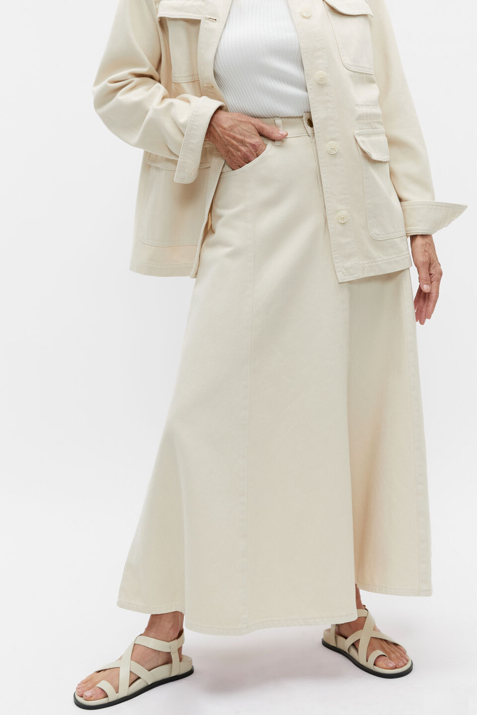 Denim Circle Skirt  Vanilla Cream