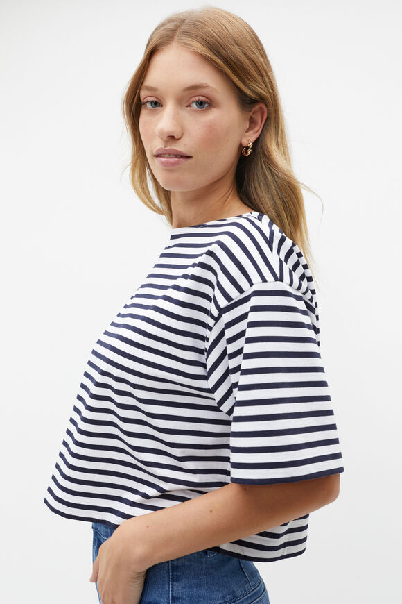 Boxy Boat Neck Tee  Midnight Sky Stripe  hi-res