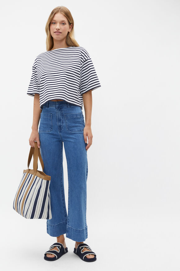 Boxy Boat Neck Tee  Midnight Sky Stripe  hi-res