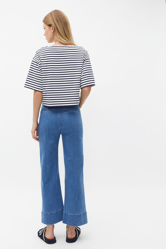 Boxy Boat Neck Tee  Midnight Sky Stripe  hi-res