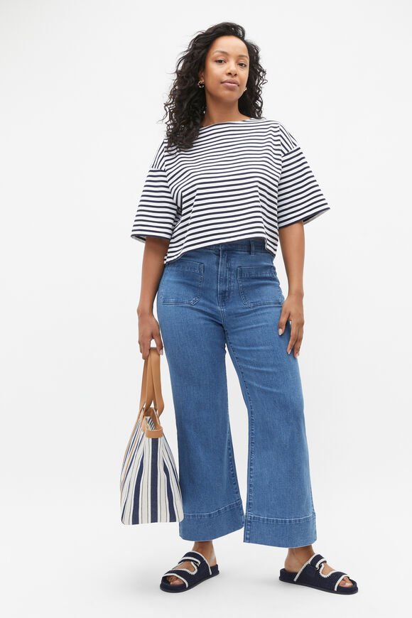 Boxy Boat Neck Tee  Midnight Sky Stripe  hi-res