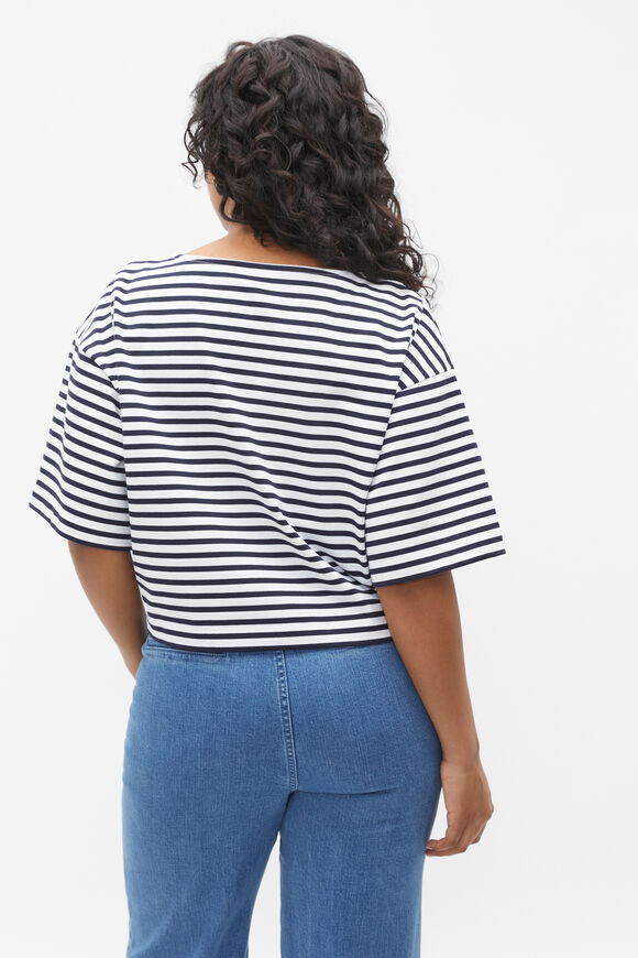 Boxy Boat Neck Tee  Midnight Sky Stripe  hi-res