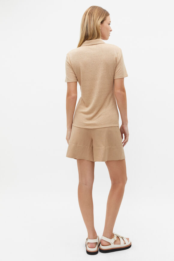 Button Through Polo Top  Nougat  hi-res