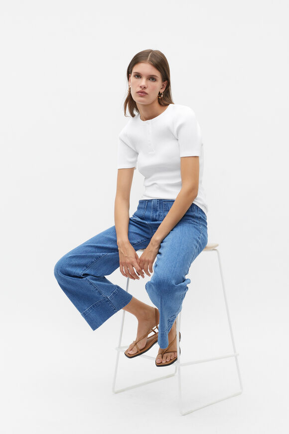 Henley Half Sleeve Top  Whisper White  hi-res